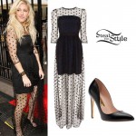 Ellie Goulding: Long Spotted Sheer Dress