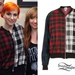 Hayley Williams: Mixed Plaid Bomber Jacket