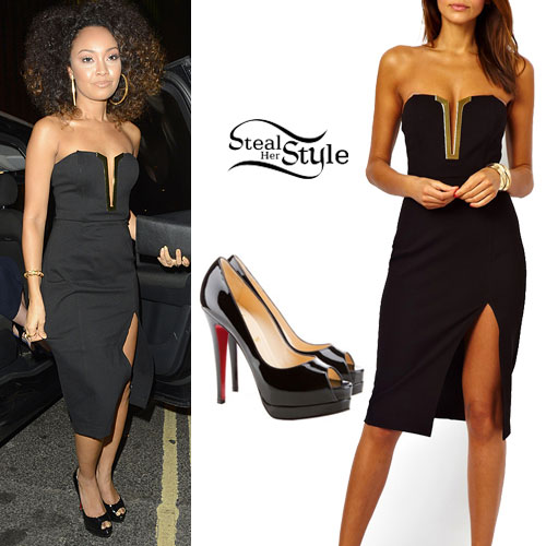 Leigh-Anne Pinnock: Black Plunge Dress Outfit