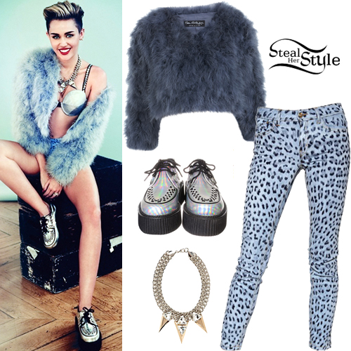 Miley Cyrus: Fur Bolero, Silver Creepers | Steal Her Style