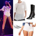 Selena Gomez: Pocket Tee, White Shorts