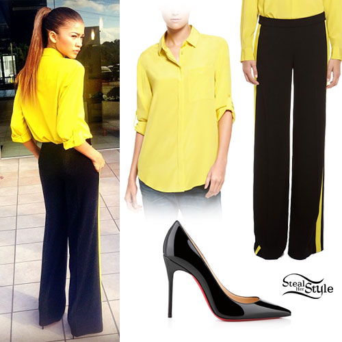 Zendaya: Yellow Blouse, Tuxedo Pants