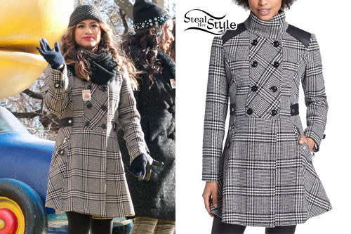 Ally Brooke: Plaid Fit-and-Flare Coat