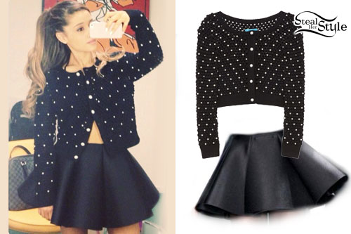 Ariana Grande: Pearl Cardigan, Circle Skirt