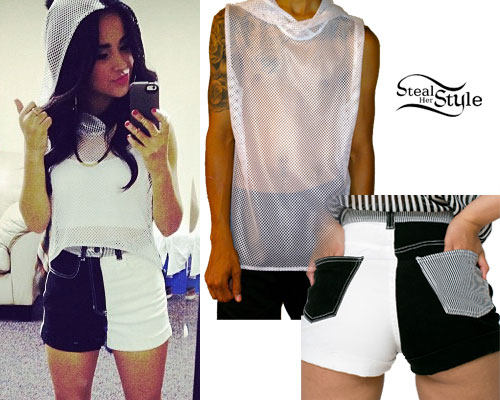 Becky G: Mesh Hoodie, Colorblock Shorts