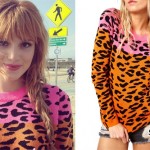 Bella Thorne: Pink & Orange Leopard Sweater