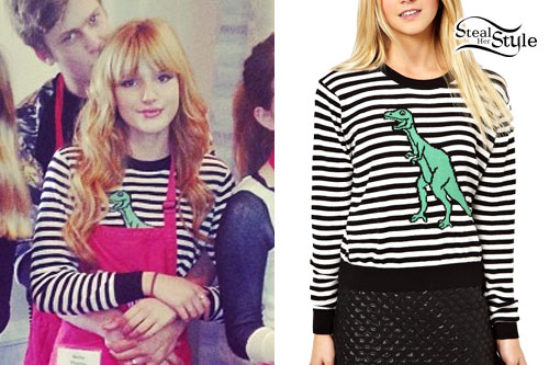 Bella Thorne: Striped Dinosaur Sweater