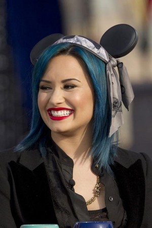 Demi Lovato Straight Blue Angled, Uneven Color Hairstyle | Steal Her Style