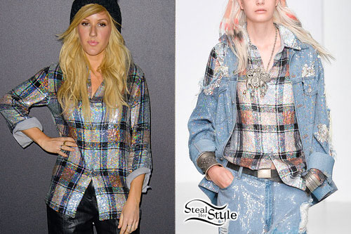 Ellie Goulding: Sequin Plaid Shirt