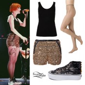 Hayley Williams: Gold Sequin Shorts | Steal Her Style