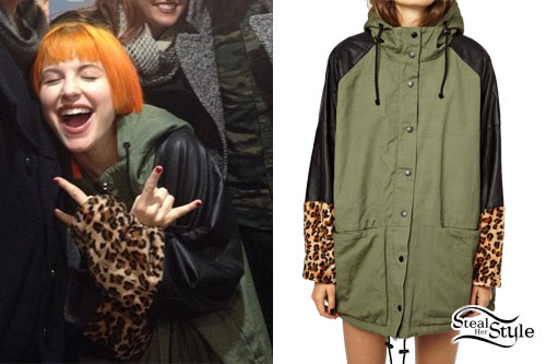 Hayley Williams: Olive & Leopard Coat