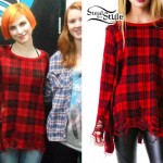 Hayley Williams: Ripped Plaid Sweater