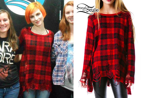 Hayley Williams: Ripped Plaid Sweater