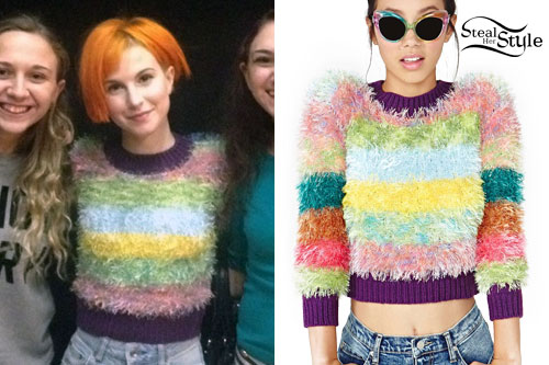 Hayley Williams: Striped Fluffy Sweater