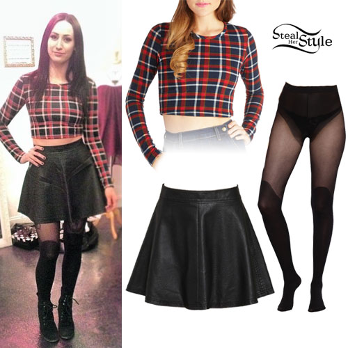 Jacqui Sandell: Plaid Crop Top, Leather Skirt