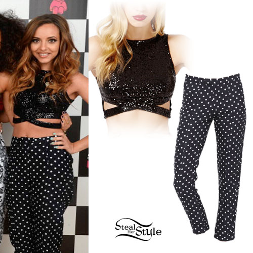 Jade Thirlwall: Sequin Crop Top, Dotted Pants 
