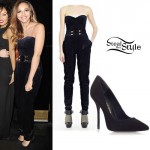 Jade Thirwall: Belted Jumpsuit, Black Heels