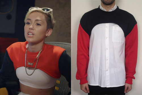 Miley Cyrus: Red & Black Shrug Sweater