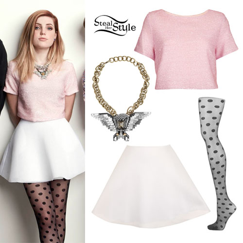 Sydney Sierota: Pink Fuzzy Top, White Circle Skirt