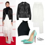 Zendaya: Dot Tiered Skirt, Mint Pumps