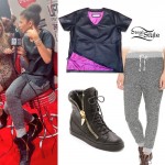 Zendaya: Black Leather Tee, Zipper Sneakers