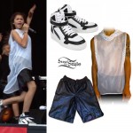 Zendaya: Mesh Hoodie, Leather Shorts