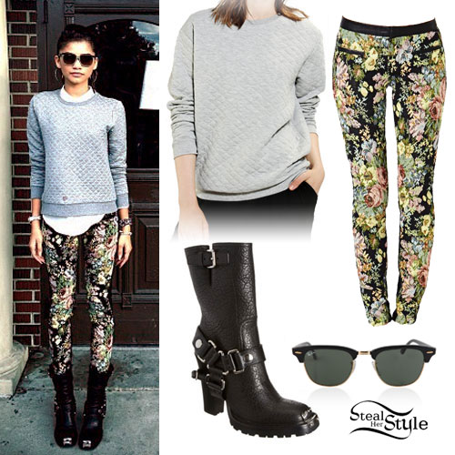 Zendaya: Quilted Sweater, Harness Boots