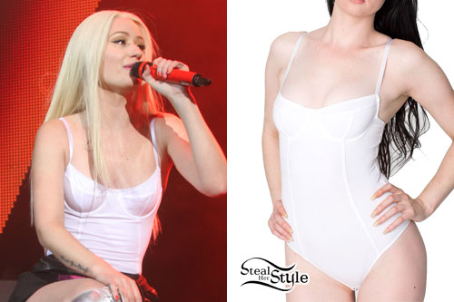 Iggy Azalea: White Bra Bodysuit