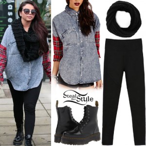 Jesy Nelson: Contrast Shirt, Panel Leggings | Steal Her Style