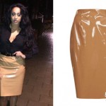 Alexandra Buggs: Tan Vinyl Pencil Skirt