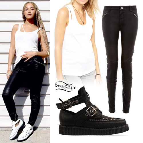 Beyonce: Leather Pants, White Creepers