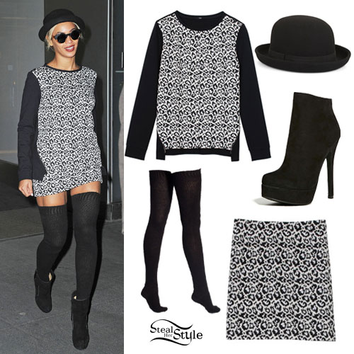Beyonce: Leopard Print Sweater & Skirt