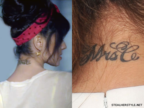 Cheryl Cole mrs c neck tattoo