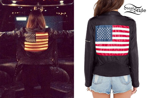 Christina Perri: American Flag Leather Jacket