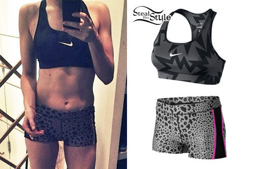 Ellie Goulding: Sports Bra, Leopard Shorts