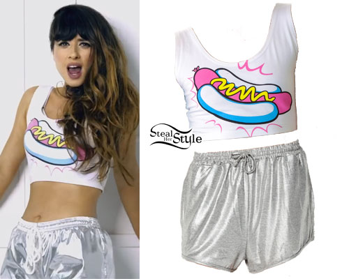 Foxes: Hot Dog Crop Top, Silver Shorts