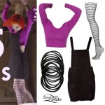 Hayley Williams: Purple Crop Top, Grid Tights