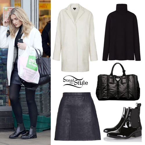 Perrie Edwards: White Coat, Chelsea Boots