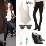Selena Gomez: Nude Bodysuit, Zip Jeans