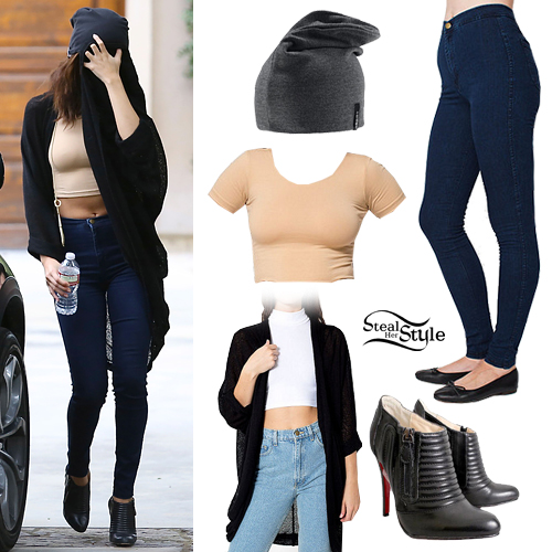 Selena Gomez: Blue Jeans, Nude Tee | Steal Her Style