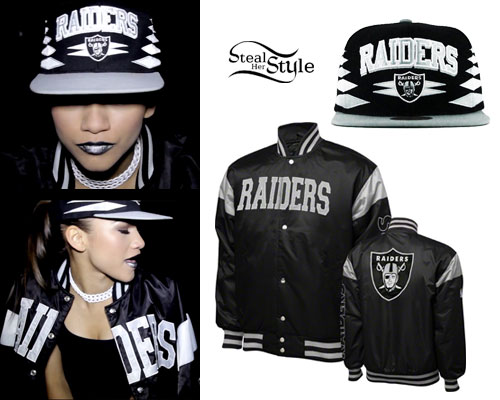 Zendaya: Oakland Raiders Hat & Jacket