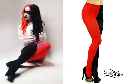 Ash Costello: Red & Black Two-Color Tights