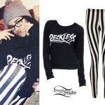 Becky G: Reckless Sweater, Stripe Pants