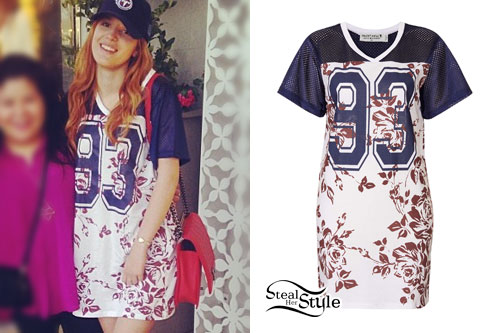 Bella Thorne: Floral Athletic Jersey Dress