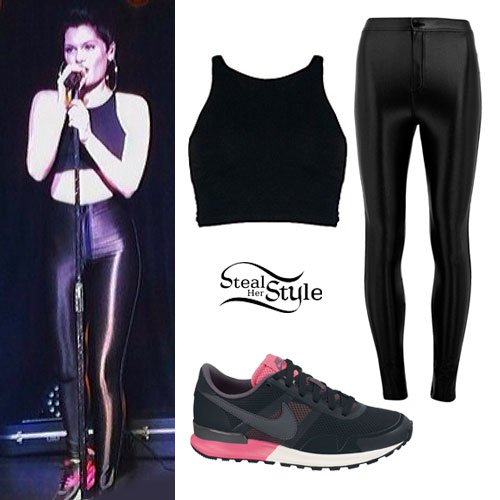 Jessie J: Black Crop Top & Disco Pants