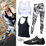 Jessie J: Nike Gray Print Leggings Outfit