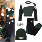 Amira McCarthy and Jess Plummer: Green Black Colorblock Jumper and Joggers