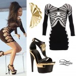 Nicki Minaj: Crochet Dress, Platform Sandals