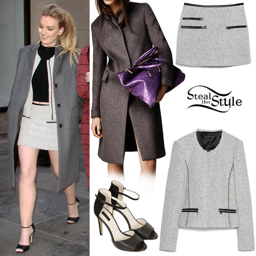Perrie Edwards: Grey Caban Outfit