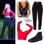 Perrie Edwards: High Waisted Pants, Red Top